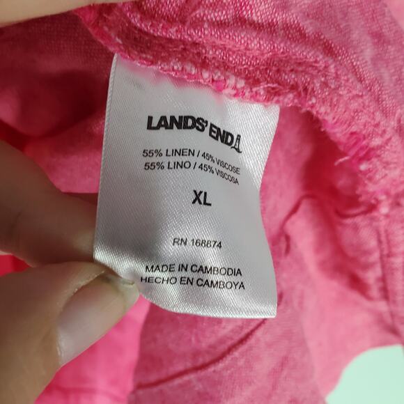 Lands End Womens Pink Split Neck Linen Blend 3/4 Sleeve Tunic Top Size XL - Picture 5 of 6